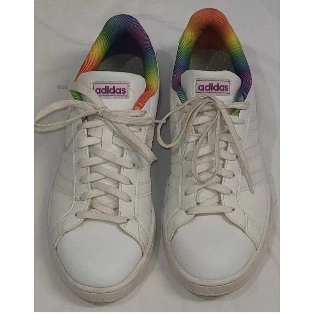 Men's Size 9.5‎ - Adidas Grand Court Rainbow Pride Sneakers H01054